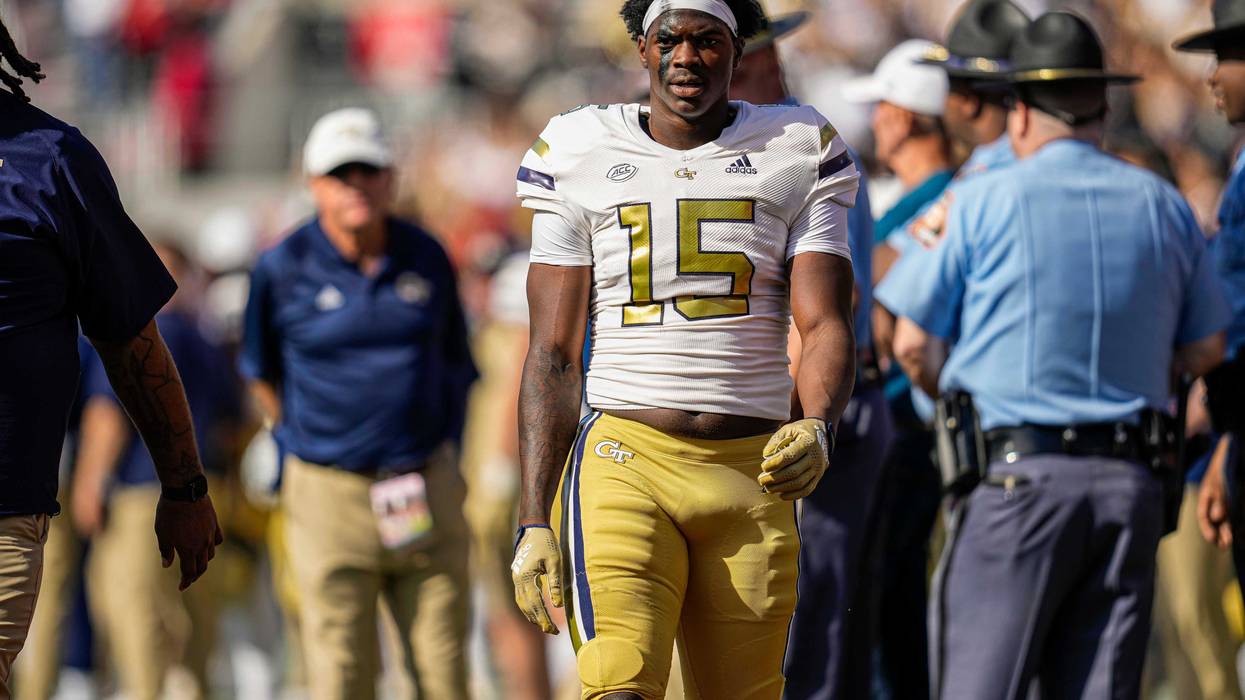 Nov 26, 2022; Athens, Georgia, USA; Georgia Tech Yellow Jackets defensive back Sirad Bryant (15) leaves the field after being ejected from the game against the Georgia Bulldogs during the first half at Sanford Stadium. Mandatory Credit: Dale Zanine-USA TODAY Sports