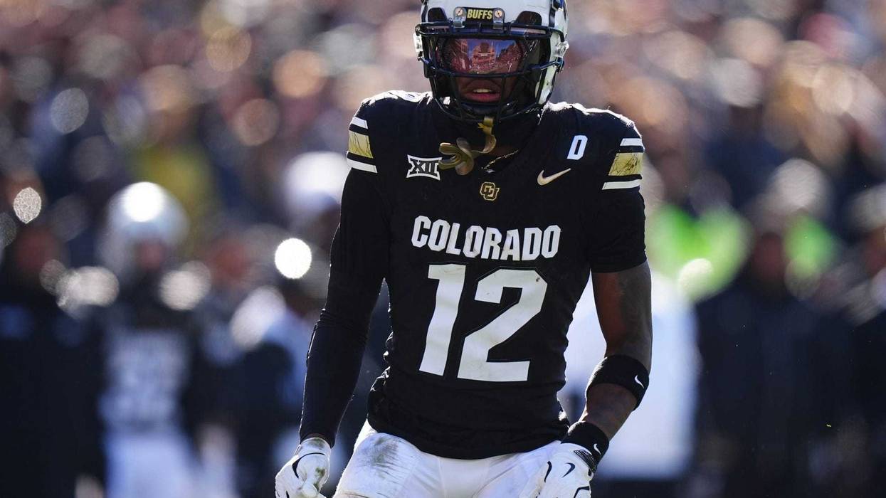Nov 29, 2024; Boulder, Colorado, USA; Colorado Buffaloes wide receiver Travis Hunter (12) during the first quarter against the Oklahoma State Cowboys at Folsom Field.