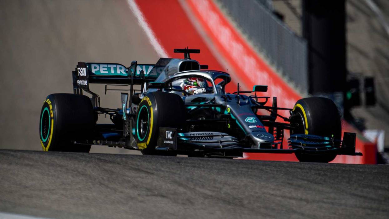 Nov 3, 2019; Austin, TX, USA; Mercedes AMG Petronas Motorsport driver Lewis Hamilton (44) of Great Britain during the United States Grand Prix at Circuit of the Americas. Mandatory Credit: Jerome Miron-USA TODAY Sports
