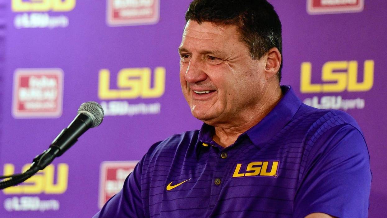 Nov 4, 2017; Tuscaloosa, AL, USA; LSU Tigers head coach Ed Orgeron speaks to the media after being defeated by the Alabama Crimson Tide at Bryant-Denny Stadium.