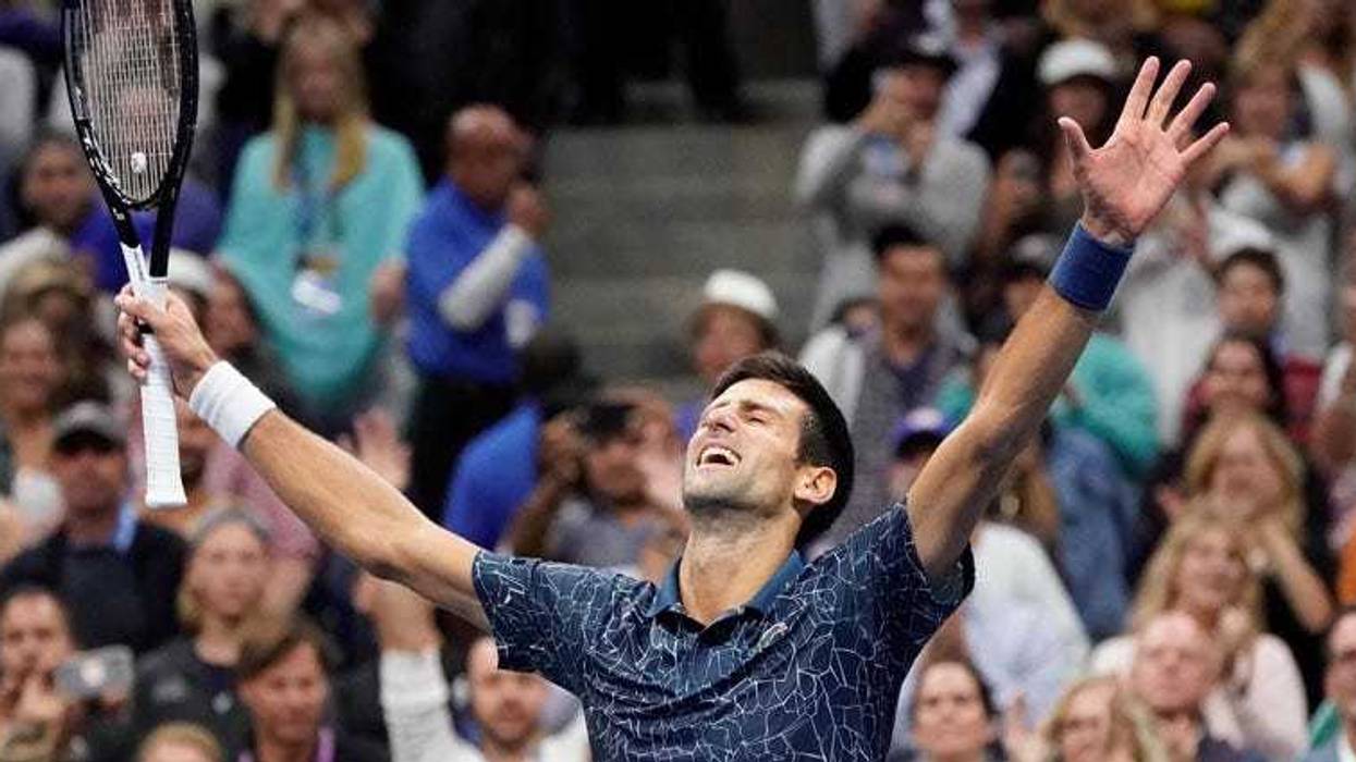 Novak Djokovic celebrates match point against Juan Martin del Potro in the US Open men's final on Sept. 9, 2018, at the USTA Billie Jean King National Tennis Center.