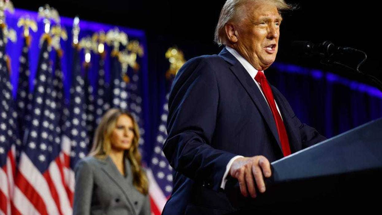 NOVEMBER 06: Republican presidential nominee, former U.S. President Donald Trump speaks during an election night event at the Palm Beach Convention Center on November 06, 2024 in West Palm Beach, Florida.