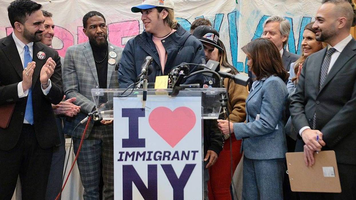 NYC High School student Dylan Lopez Contreras speaks during a press conference on his release at Middle Church on March 19, 2026 in New York City.