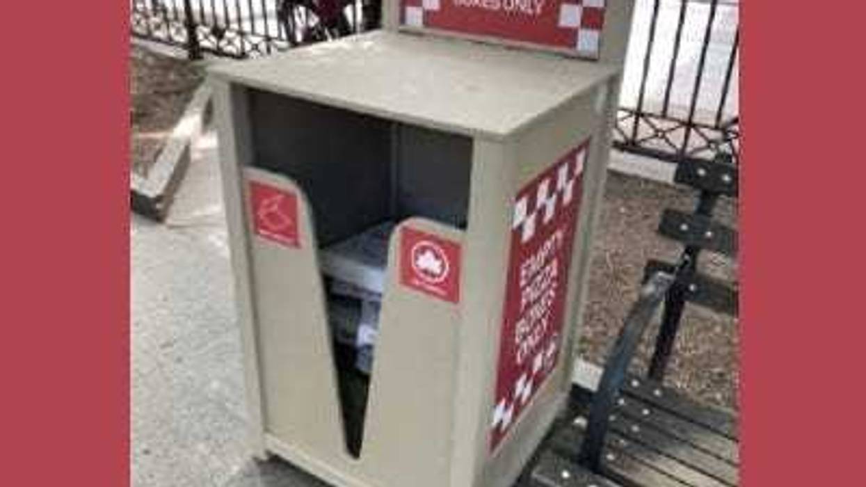 NYC Parks has added several pizza box-shaped trash bins in some parks in order to help with trash management and reduce rats.