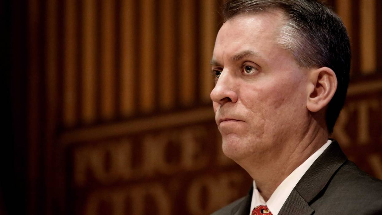 NYPD Chief Dermot Shea holds a press conference alongside Manhattan District Attorney Cyrus Vance and NYPD Chief of Detectives Rodney Harrison on February 15, 2020 in New York City.