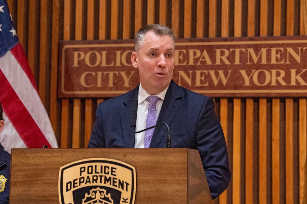 NYPD Commissioner Dermot Shea at a press conference this year