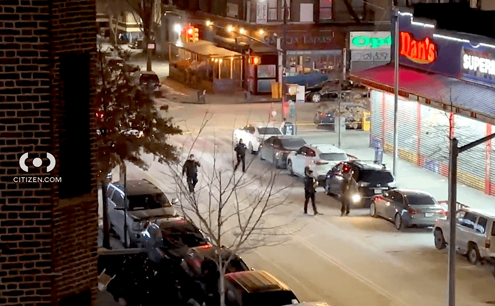 NYPD officers canvassed the street near the hit-and-run