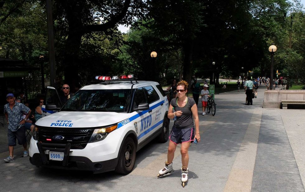 NYPD officers patrol in Central Park