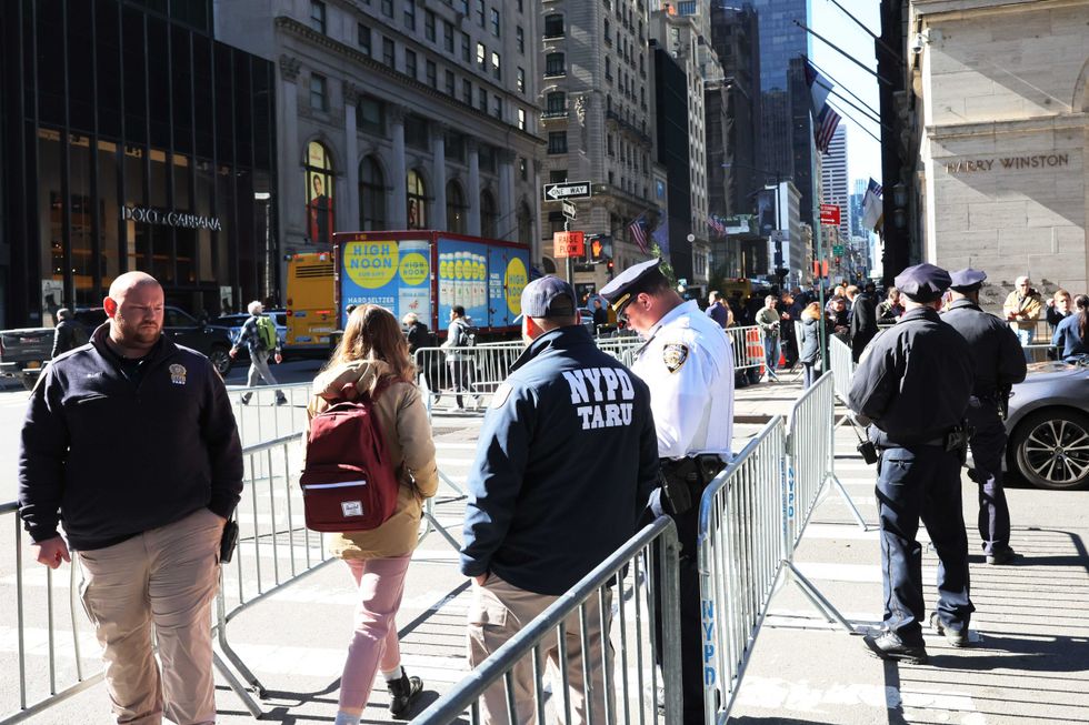NYPD officers stand guard ahead of Donald Trump