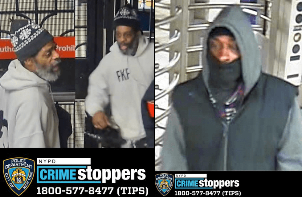 NYPD photos show the suspect sought in the Queensboro Plaza pipe attack (left) and the suspect sought in the Queens Plaza slashing (right)