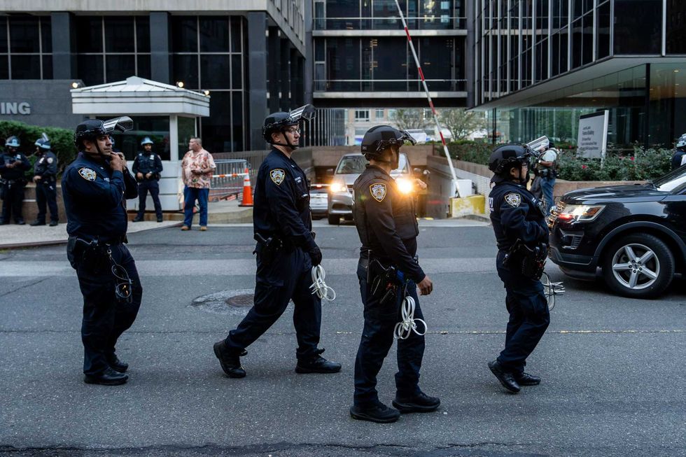 NYPD Strategic Response Group (SRG) officers outside 26 Federal Plaza in October