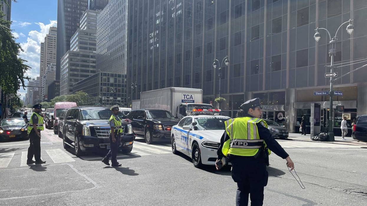 NYPD traffic enforcement agents direct traffic during the 77th session of the United Nations General Assembly at the U.N. headquarters in Midtown on Sept. 20, 2022