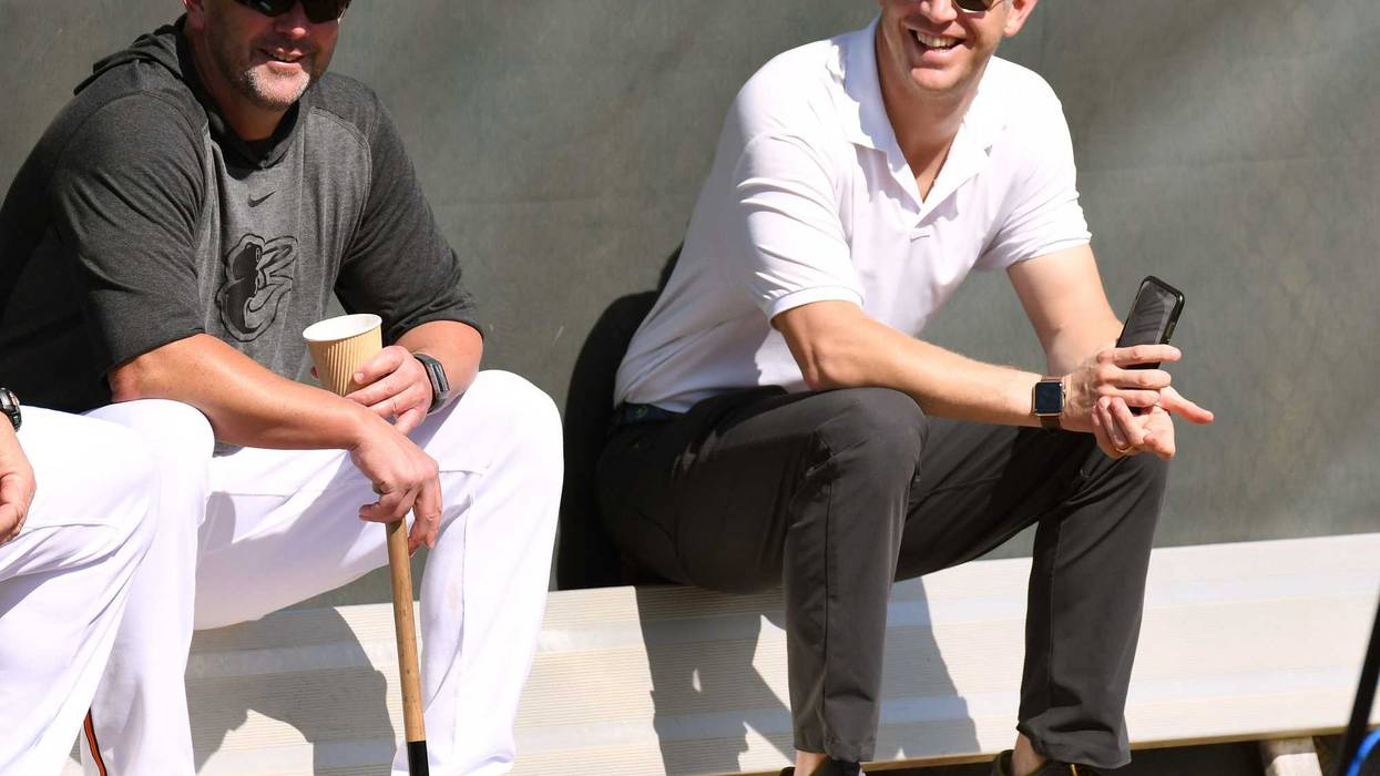 O's GM Mike Elias and Manager Brandon Hyde in Sarasota, Florida