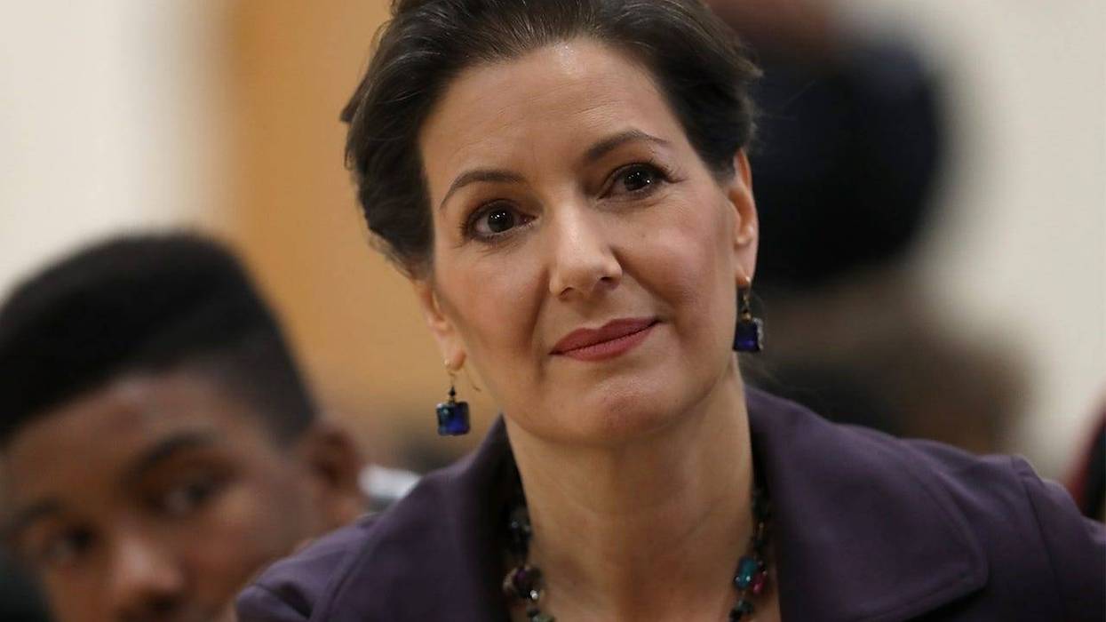 OAKLAND, CA - JANUARY 19: Oakland mayor Libby Schaaf looks on during an assembly at Edna Brewer Middle School about the U.S. Constitution on January 19, 2018 in Oakland, California. Oakland mayor Libby Schaaf discussed the U.S. Constitution with middle sc