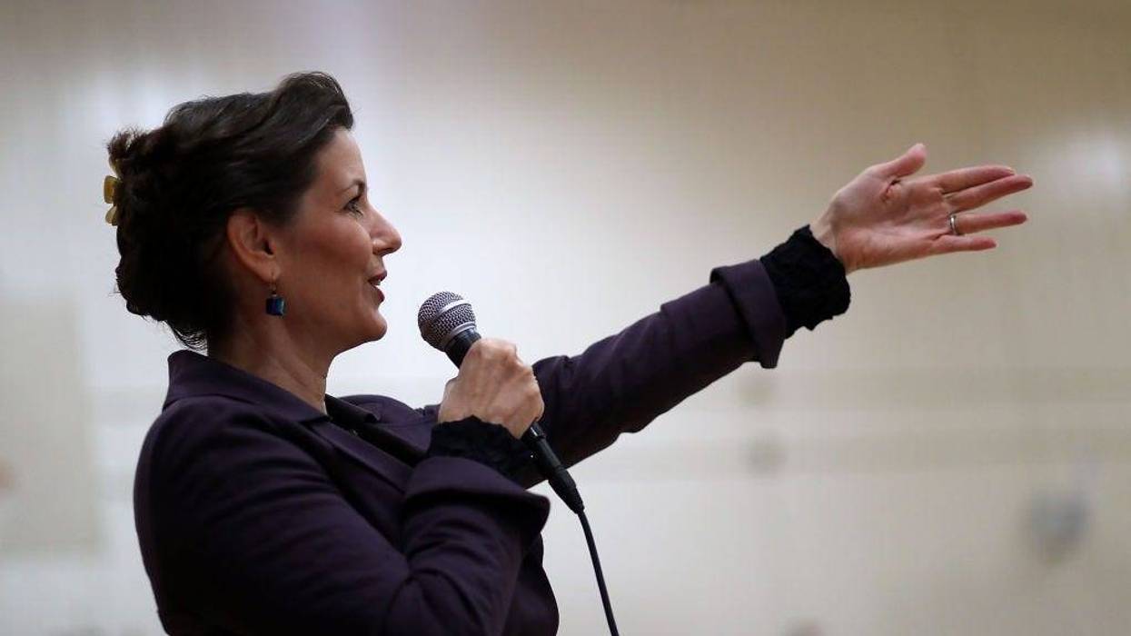 Oakland mayor Libby Schaaf speaks to students at Edna Brewer Middle School about the U.S. Constitution on January 19, 2018 in Oakland, California.