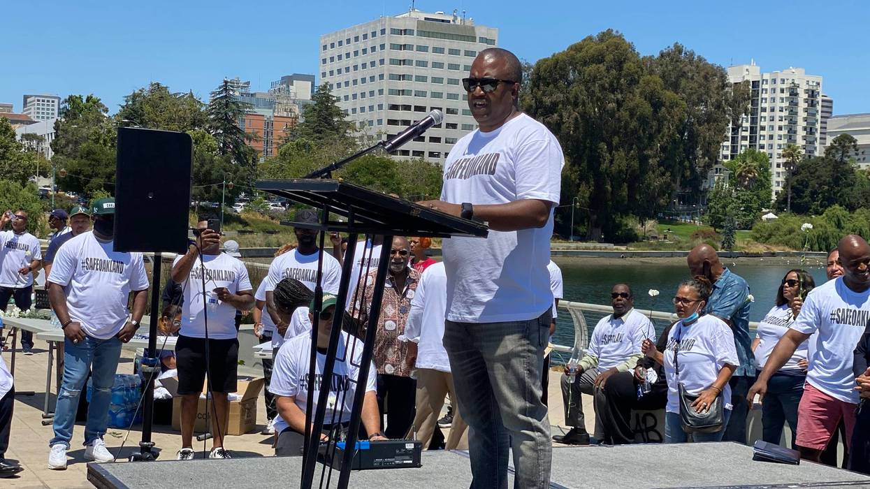 Oakland Police Chief LeRonne Armstrong speaking on Wednesday.