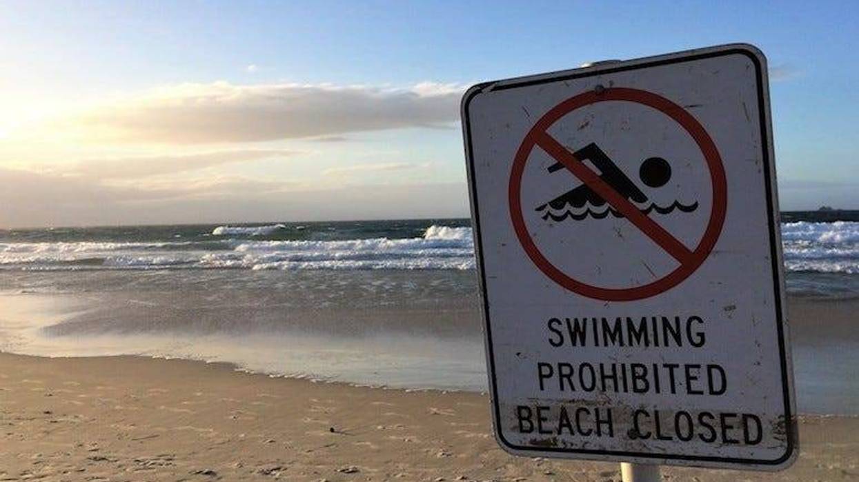 Ocean, Lake, Beach, Water, Closed, Warning, Sign, Beach Closed, No Swimming