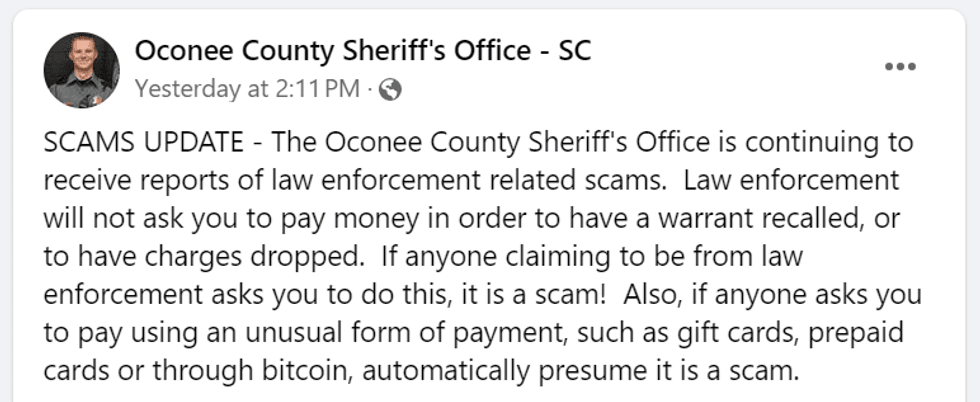 OCSO Facebook Page