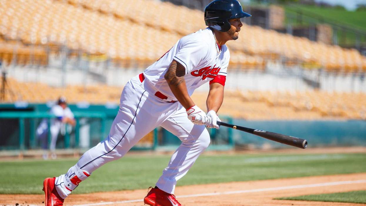 Oct 11, 2017; Glendale, AZ, USA; Cleveland Indians first baseman Bobby Bradley plays for the Glendale Desert Dogs against the Peoria Javelinas during an Arizona Fall League game at Camelback Ranch. Mandatory Credit: Mark J. Rebilas-USA TODAY Sports
