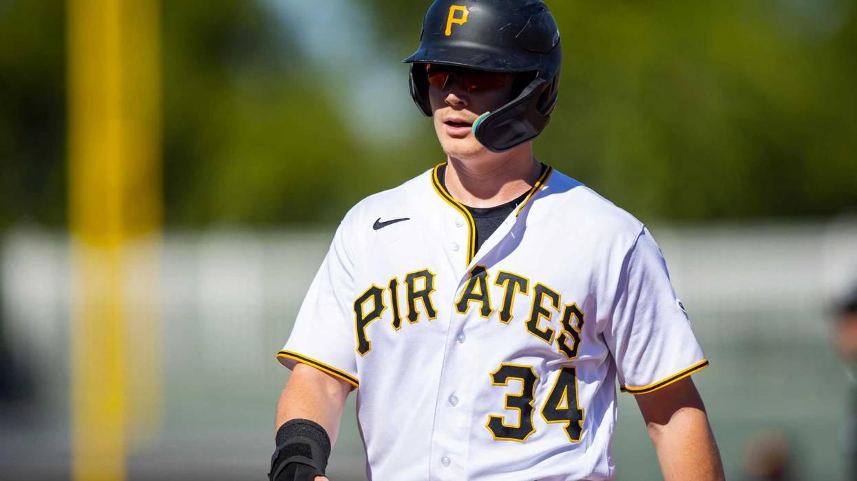 Oct 26, 2022; Surprise, Arizona, USA; Pittsburgh Pirates catcher Henry Davis plays for the Surprise Saguaros during an Arizona Fall League baseball game at Surprise Stadium.