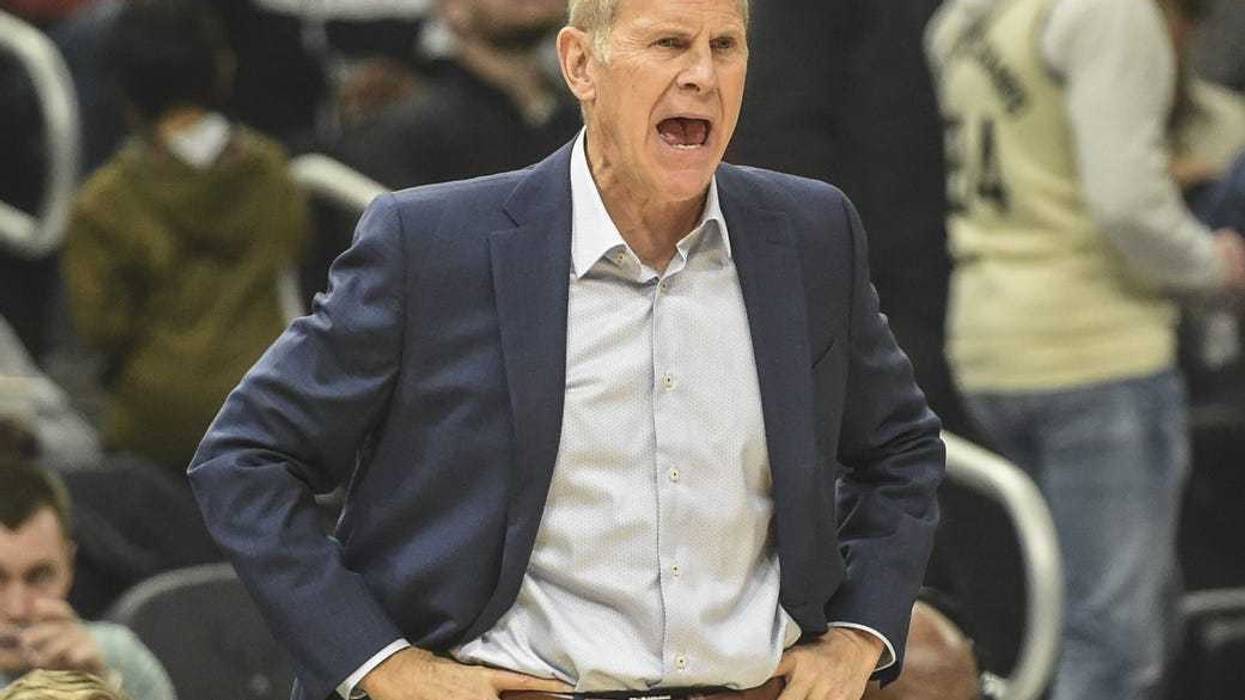 Oct 28, 2019; Milwaukee, WI, USA; Cleveland Cavaliers head coach John Beilein calls a play in the second quarter during the game against the Milwaukee Bucks at Fiserv Forum. Mandatory Credit: Benny Sieu-USA TODAY Sports