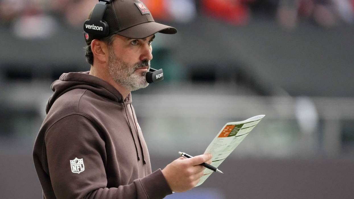 Oct 5, 2025; Tottenham, United Kingdom; Cleveland Browns head coach Kevin Stefanski looks on from the sideline during the third quarter of an NFL International Series game at Tottenham Hotspur Stadium. Mandatory Credit: Kirby Lee-Imagn Images