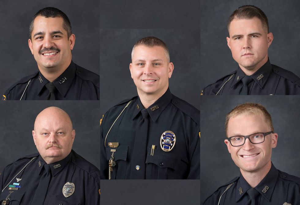 Ofc. Amado Burgos, Ofc. Harold Compton, Sgt. Dustin Todd, Ofc. Kelsey Gonzalez, and Ofc. Daniel Riley