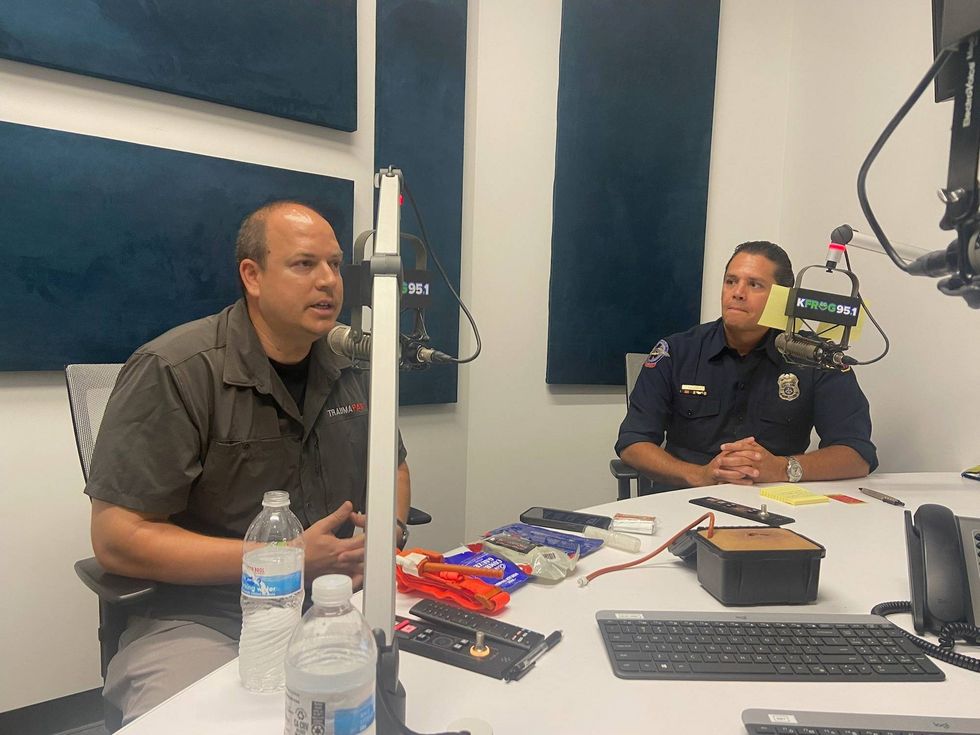 Ofer Lichtman and Victor Lopez discuss placing trauma kits in classrooms.