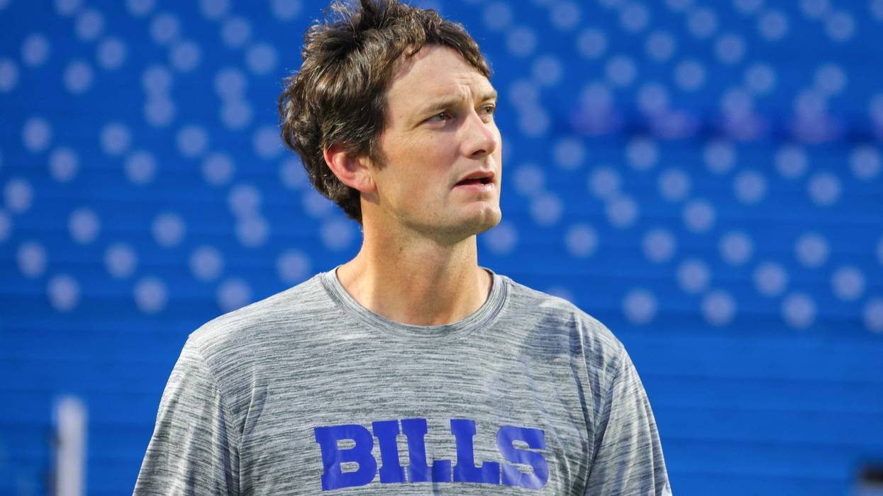 Offensive Coordinator Ken Dorsey of the Buffalo Bills looks on prior to a game against the Tampa Bay Buccaneers at Highmark Stadium on October 26, 2023 in Orchard Park, New York.