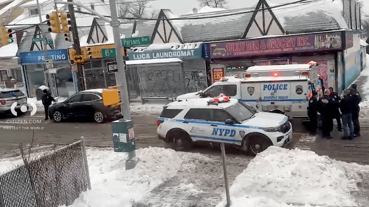 Officers responded to 84-65 Parsons Blvd. in Jamaica Hills, where a man with a knife "advanced" on them, police said