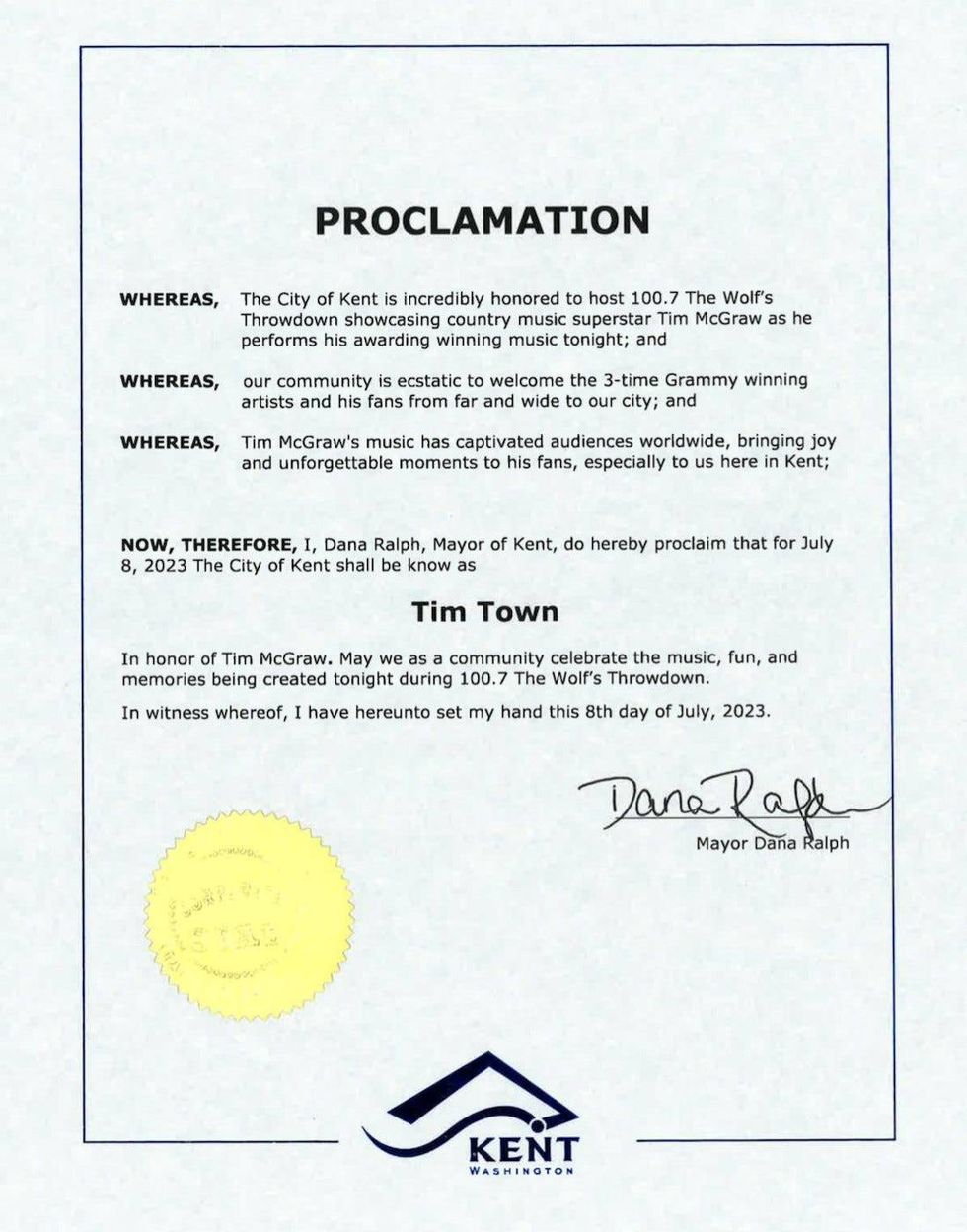 Official Proclamation