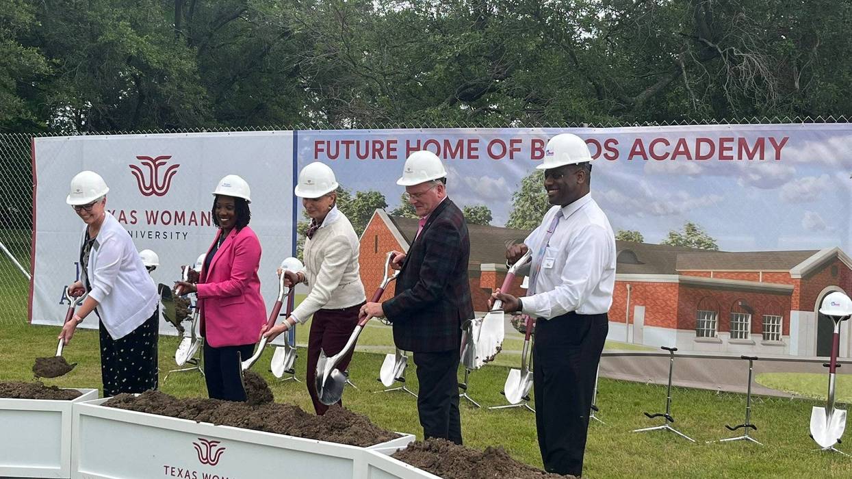 Officials break ground on a preschool for students' children at Texas Woman's University in Denton, Texas on April 25, 2024.