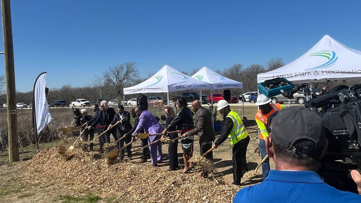 Officials break ground on a trail extension in southern Dallas County on Wednesday, Feb. 21, 2024.
