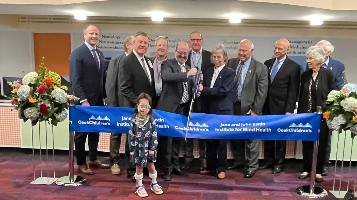 Officials cut the ribbon at the Jane and John Justin Institute for Mind Health on Thursday, Oct. 19, 2023 in Fort Worth, Texas.