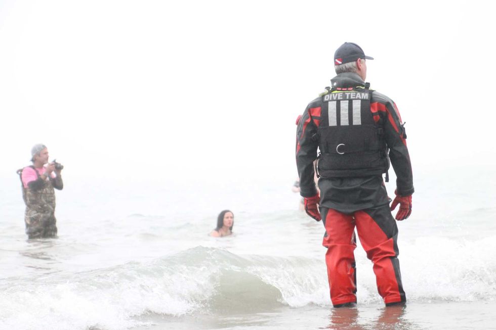 Officials were on the scene to make sure the people entering the water were safe.
