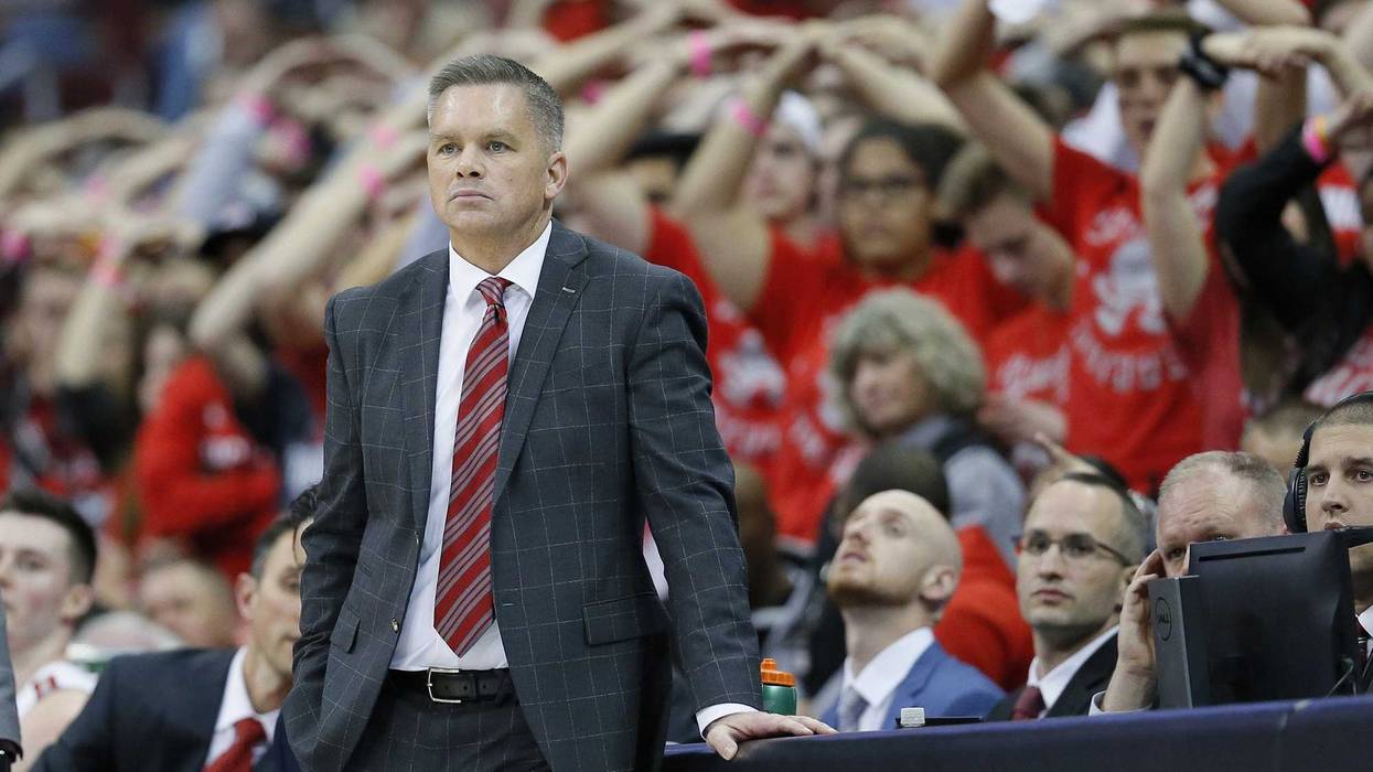 Ohio State Buckeyes head coach Chris Holtmann watches as one of his players shoots free throws during the first half of the NCAA men's basketball game against the Villanova Wildcats at Value City Arena in Columbus on Wednesday, Nov. 13, 2019.