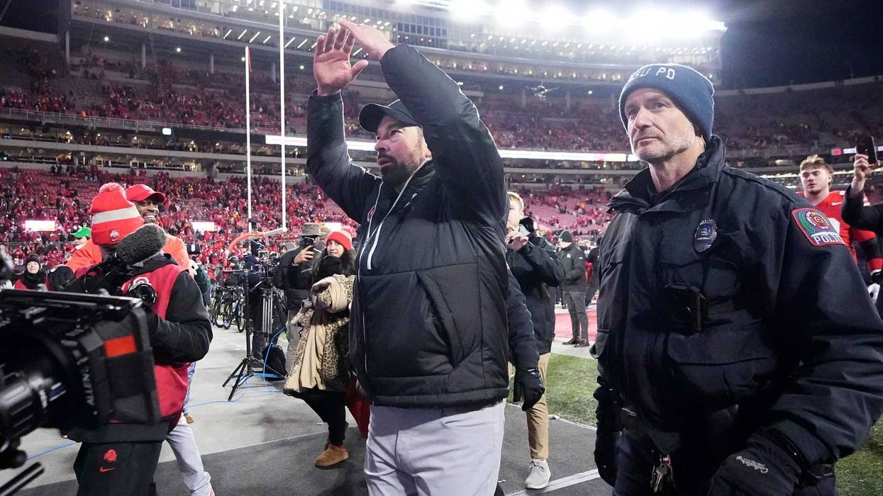 Ohio State Buckeyes head coach Ryan Day leaves the field following the 42-17 win over the Tennessee Volunteers in the College Football Playoff first round game at Ohio Stadium in Columbus on Dec. 21, 2024.