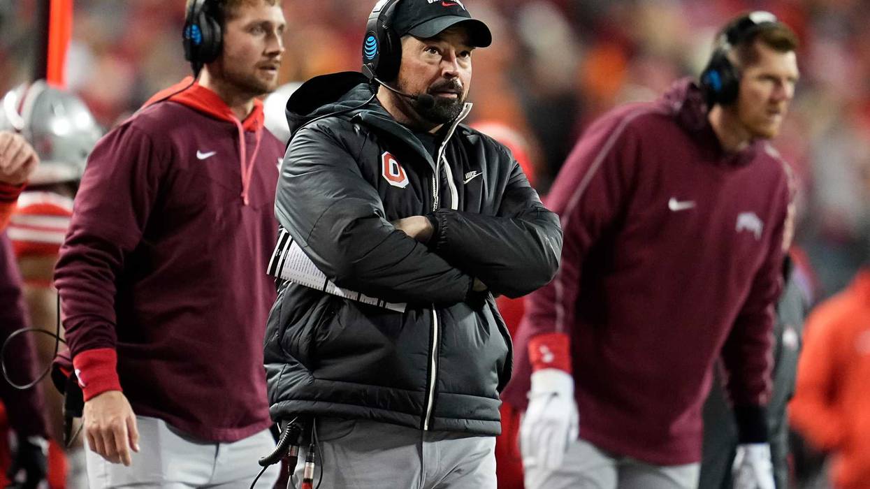 Ohio State Buckeyes head coach Ryan Day watches from the sideline during the first half of the College Football Playoff first round game against the Tennessee Volunteers at Ohio Stadium in Columbus on Dec. 21, 2024.