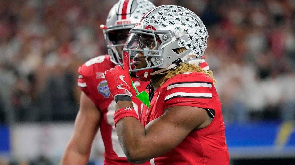 Ohio State Buckeyes running back Quinshon Judkins (1) celebrates his touchdown run against Texas Longhorns