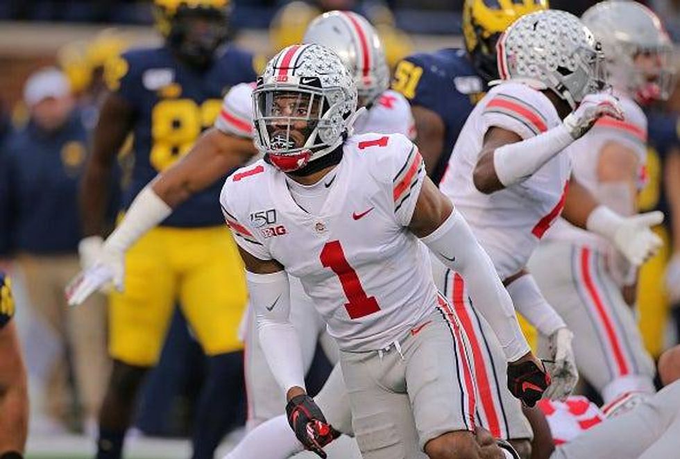 Ohio State CB Jeff Okudah celebrates a big play