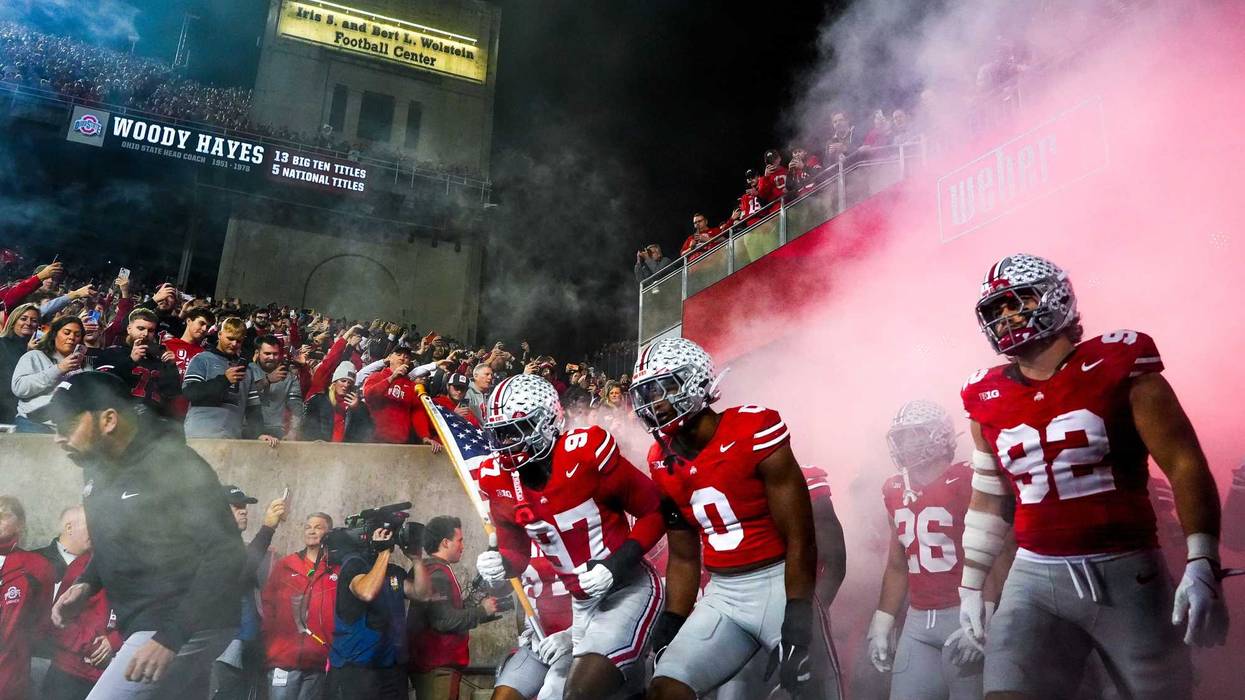 Ohio State head coach Ryan Day and the Buckeyes take the field before the NCAA college football game against the UCLA Bruins at Ohio Stadium on Saturday, Nov. 15, 2025 in Columbus, Ohio.© Samantha Madar/Columbus Dispatch / USA TODAY NETWORK via Imagn Images