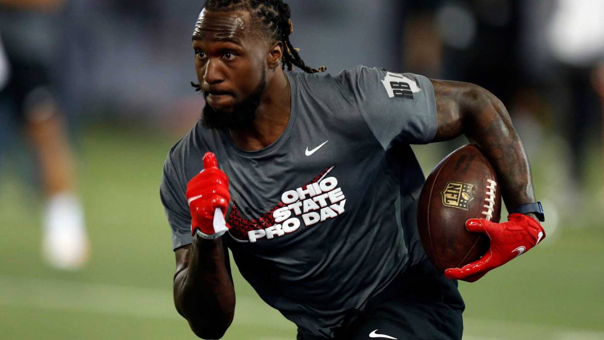 Ohio State's Trey Sermon rushing during Pro Day