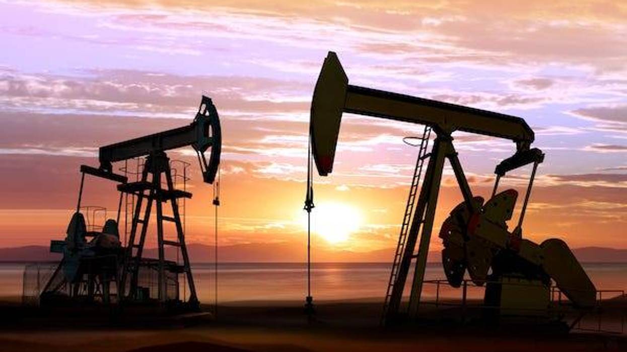 Oil pumps during sunset