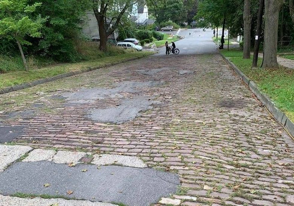 Olive St cobblestones