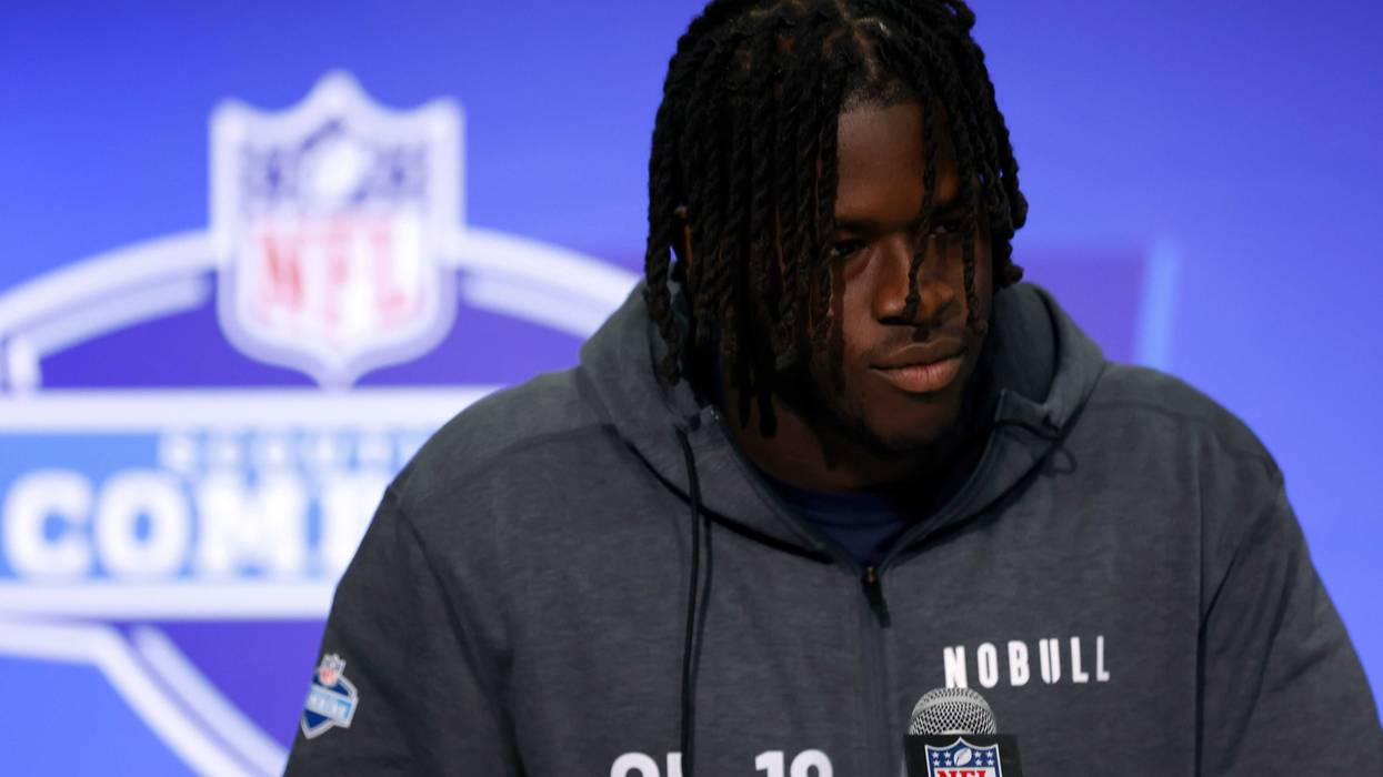 Olu Fashanu at the NFL Combine
