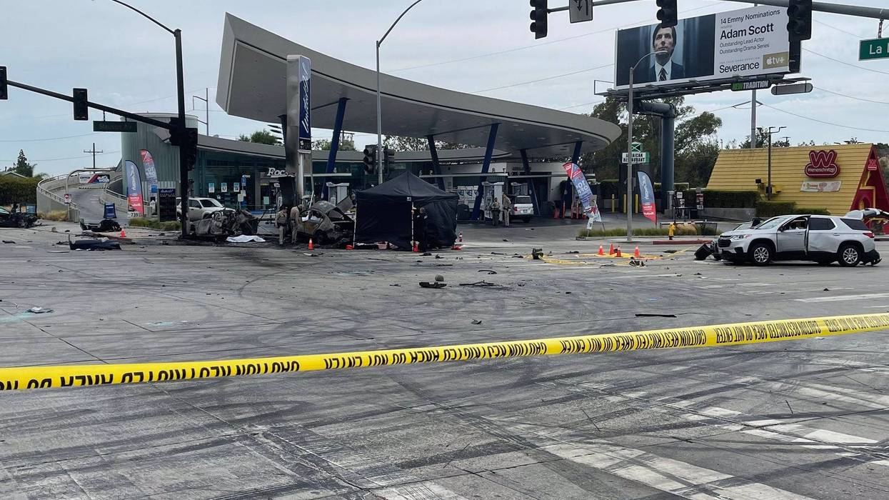 On Aug. 4, 2022, a Mercedes-Benz sped through a red light at the Slauson, La Brea intersection, slamming into a car that crashed into another one. All vehicles involved went up in flames.