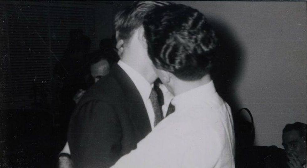 On both coasts, a search for 2 men photographed on their wedding day in 1950s