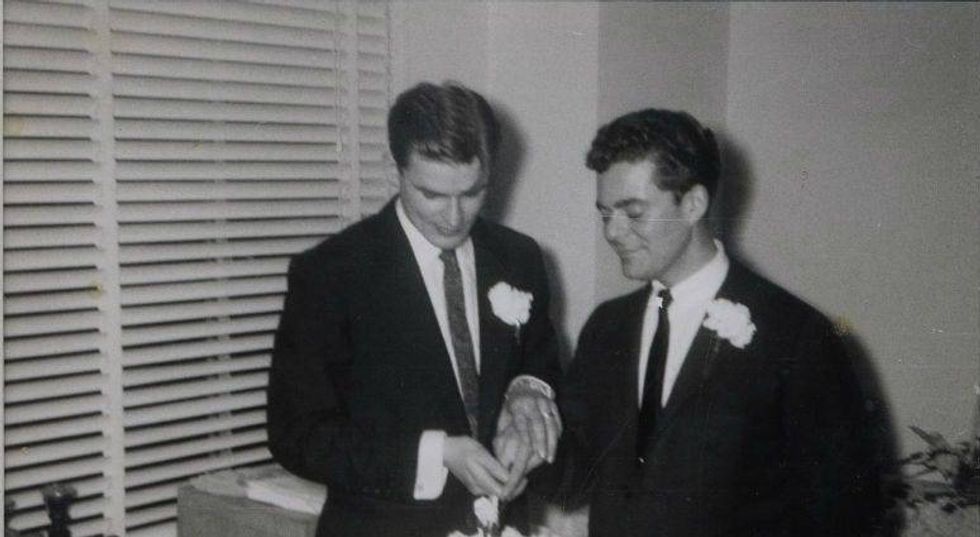 On both coasts, a search for 2 men photographed on their wedding day in 1950s