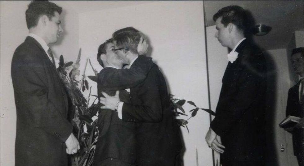 On both coasts, a search for 2 men photographed on their wedding day in 1950s