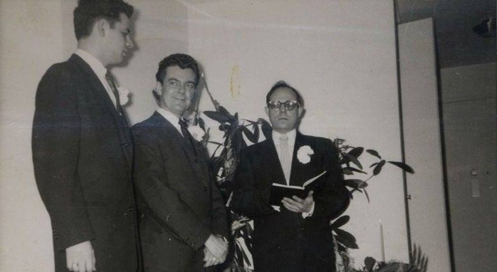 On both coasts, a search for 2 men photographed on their wedding day in 1950s